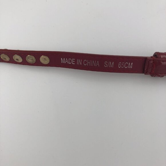 Red Patent Leather Belt with Gold Studs - Picture 5 of 8